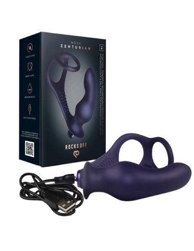 ROCKS OFF NOVA ZENTURIAN PLUG PROSTATICO VIBRADOR CON ANILLOS 16 MODOS AZUL OSCURO