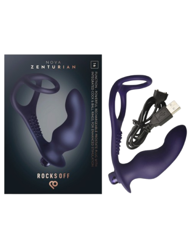 ROCKS OFF NOVA ZENTURIAN PLUG PROSTATICO VIBRADOR CON ANILLOS 16 MODOS AZUL OSCURO