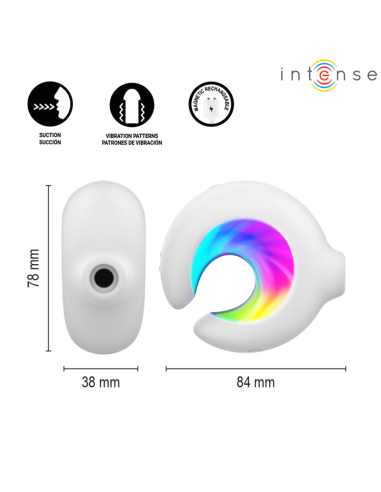 INTENSE ASTON ESTIMULADOR DE CLATORIS POR SUCCIAN Y VIBRACIAN RECARGABLE USB BLANCO
