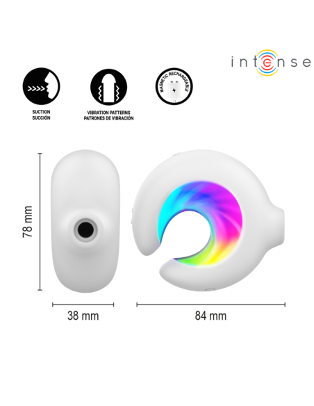 INTENSE ASTON ESTIMULADOR DE CLATORIS POR SUCCIAN Y VIBRACIAN RECARGABLE USB BLANCO