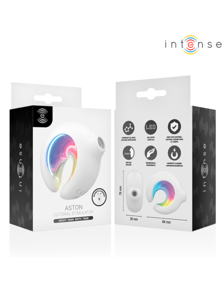 INTENSE ASTON ESTIMULADOR DE CLATORIS POR SUCCIAN Y VIBRACIAN RECARGABLE USB BLANCO