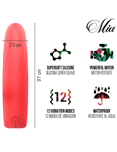 MIA LUCY ELLEN MINI VIBRADOR RECARGABLE USB ROJO