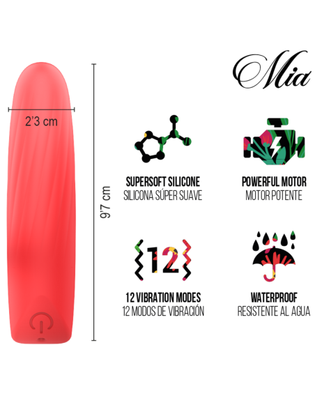 MIA LUCY ELLEN MINI VIBRADOR RECARGABLE USB ROJO
