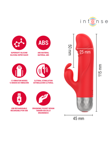 INTENSE MIKE MINI VIBRADOR RABBIT RECARGABLE USB ROJO