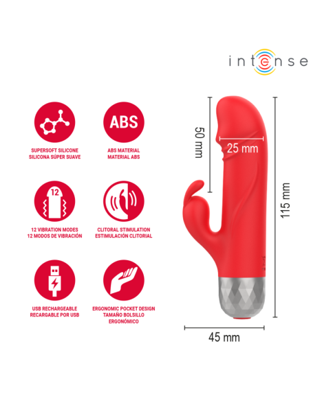 INTENSE MIKE MINI VIBRADOR RABBIT RECARGABLE USB ROJO