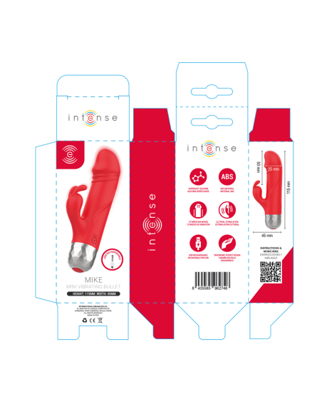 INTENSE MIKE MINI VIBRADOR RABBIT RECARGABLE USB ROJO
