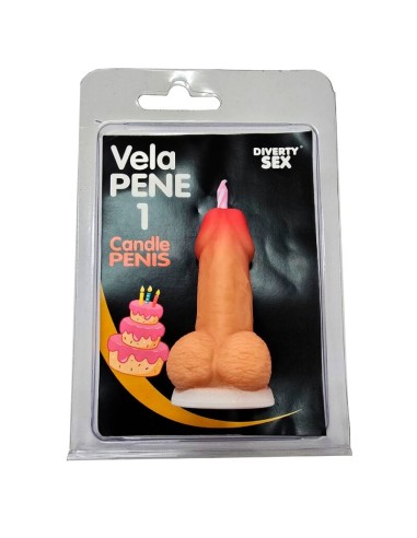 DIABLO PICANTE VELA PENE EN FORMA DE NAMERO 1 COLOR CARNE