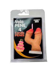 DIABLO PICANTE VELA PENE EN FORMA DE NAMERO 4 COLOR CARNE