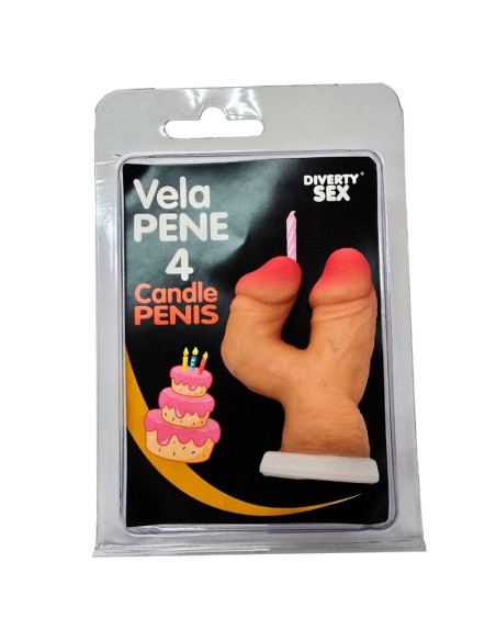 DIABLO PICANTE VELA PENE EN FORMA DE NAMERO 4 COLOR CARNE