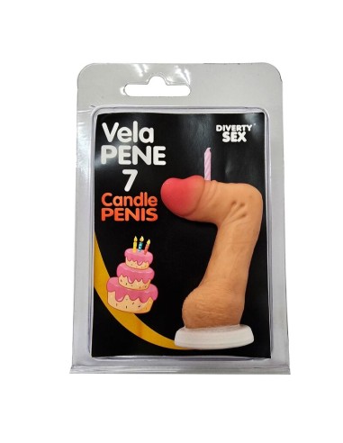 DIABLO PICANTE VELA PENE EN FORMA DE NAMERO 7 COLOR CARNE