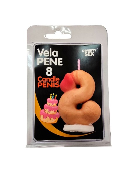 DIABLO PICANTE VELA PENE EN FORMA DE NAMERO 8 COLOR CARNE