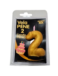 DIABLO PICANTE VELA PENE EN FORMA DE NAMERO 2 COLOR DORADO