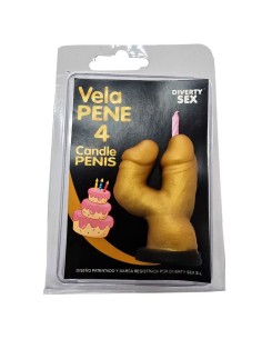 DIABLO PICANTE VELA PENE EN FORMA DE NAMERO 4 COLOR DORADO