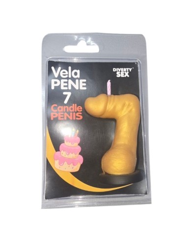DIABLO PICANTE VELA PENE EN FORMA DE NAMERO 7 COLOR DORADO