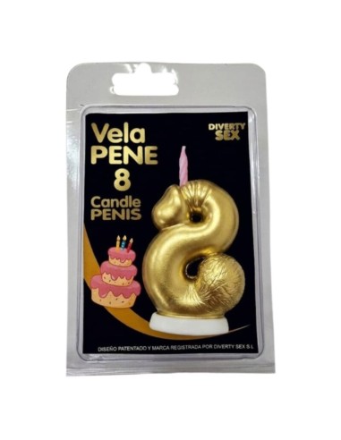 DIABLO PICANTE VELA PENE EN FORMA DE NAMERO 8 COLOR DORADO
