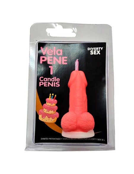 DIABLO PICANTE VELA PENE EN FORMA DE NAMERO 1 COLOR ROSA