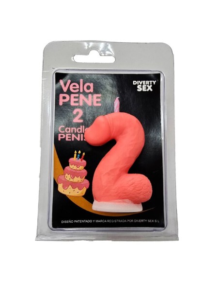 DIABLO PICANTE VELA PENE EN FORMA DE NAMERO 2 COLOR ROSA