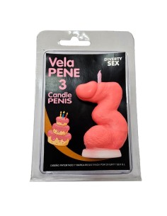DIABLO PICANTE VELA PENE EN FORMA DE NAMERO 3 COLOR ROSA