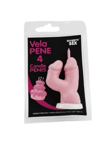 DIABLO PICANTE VELA PENE EN FORMA DE NAMERO 4 COLOR ROSA