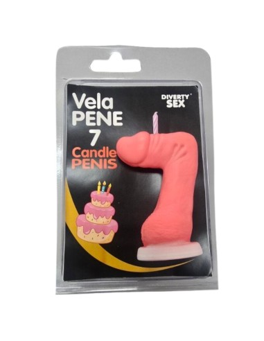 DIABLO PICANTE VELA PENE EN FORMA DE NAMERO 7 COLOR ROSA
