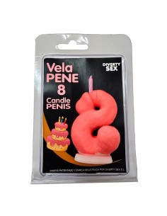 DIABLO PICANTE VELA PENE EN FORMA DE NAMERO 8 COLOR ROSA