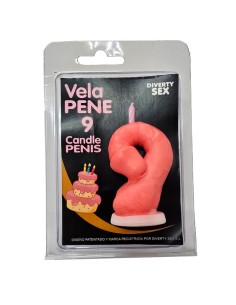 DIABLO PICANTE VELA PENE EN FORMA DE NAMERO 9 COLOR ROSA