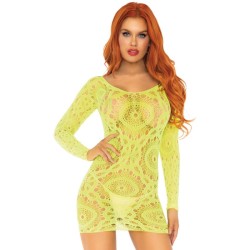 LEG AVENUE MINI VESTIDO DE ENCAJES MANGA LARGA NEON TALLA UNICA 2