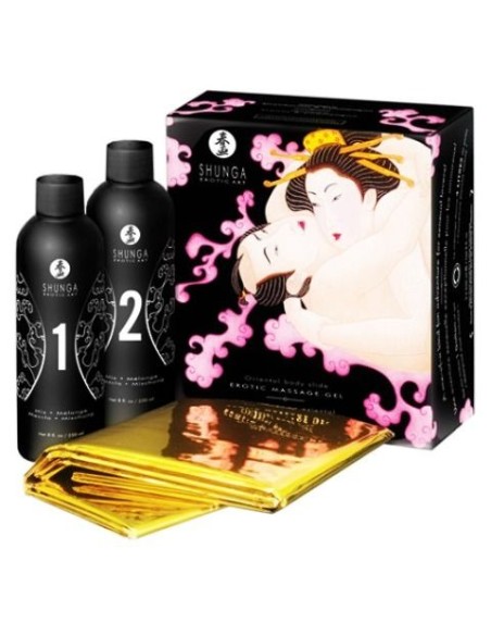 SHUNGA GEL DE MASAJE EROTICO CUERPO A CUERPO ORIENTAL FRESAS Y CHAMPAGNE
