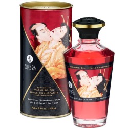 SHUNGA ACEITE MASAJE EFECTO CALOR SABOR CAVA CON FRESAS 100 ML