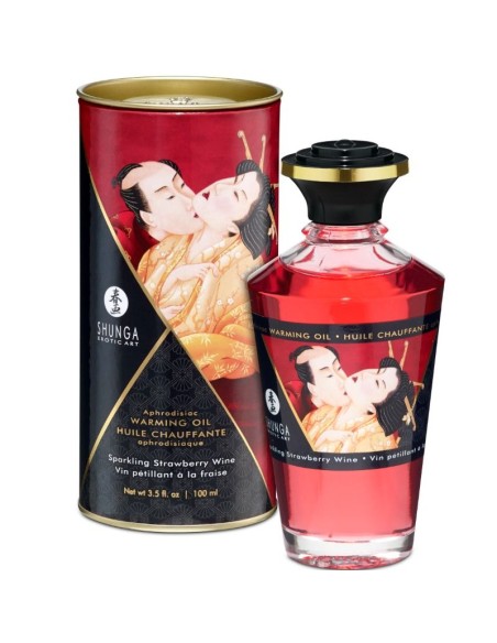 SHUNGA ACEITE MASAJE EFECTO CALOR SABOR CAVA CON FRESAS 100 ML