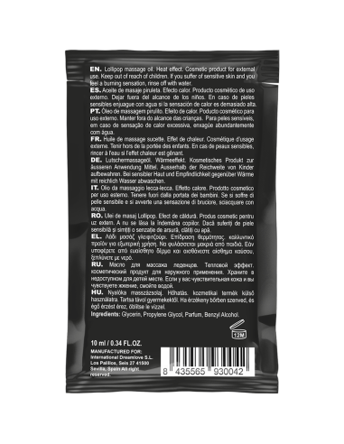 COQUETTE POCKET ACEITE MASAJE KISSABLE EFECTO CALOR PIRULETA 10 ML