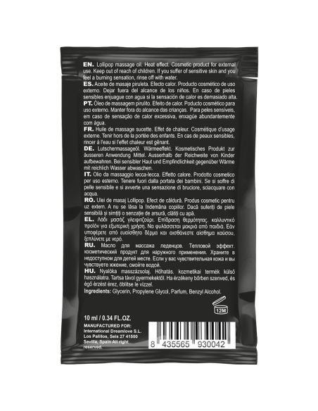 COQUETTE POCKET ACEITE MASAJE KISSABLE EFECTO CALOR PIRULETA 10 ML