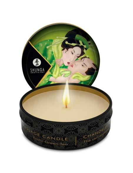 SHUNGA MINI CARESS BY CANDELIGHT VELA MASAJE Te VERDE 30ML