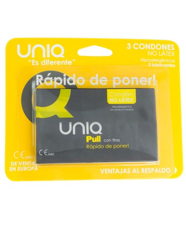 UNIQ PULL CON TIRAS PRESERVATIVO SIN LATEX 3UDS