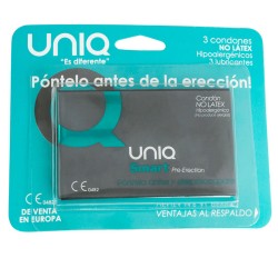 UNIQ SMART PRE ERECCIoN PRESERVATIVO SIN LATEX 3UDS