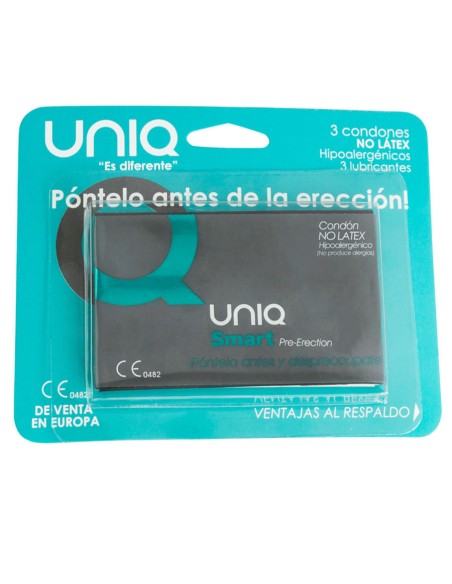 UNIQ SMART PRE ERECCIoN PRESERVATIVO SIN LATEX 3UDS