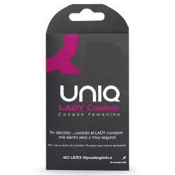 UNIQ LADY CONDOM PRESERVATIVOS FEMENINOS CON LIGUERO SIN LATEX 3 UNIDADES 2