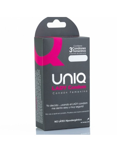 UNIQUE CONDOM FEMENINO CON LIGUERO SIN LATEX 3UDS