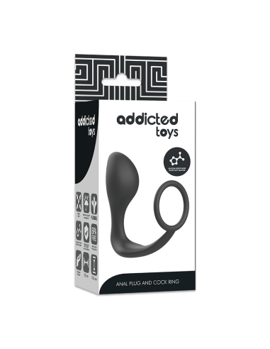 ADDICTED TOYS PLUG ANAL CON ANILLO SILICONA NEGRO