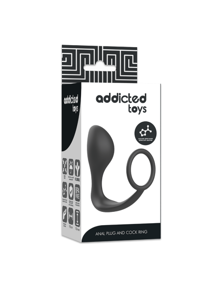 ADDICTED TOYS PLUG ANAL CON ANILLO SILICONA NEGRO