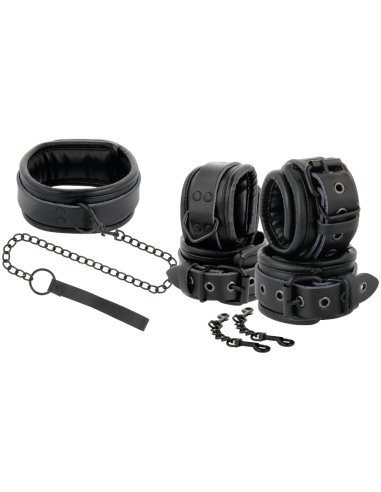 DARKNESS ESPOSAS Y COLLAR DE CUERO NEGRO