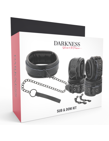 DARKNESS ESPOSAS Y COLLAR DE CUERO NEGRO