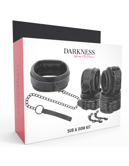 DARKNESS ESPOSAS Y COLLAR DE CUERO NEGRO