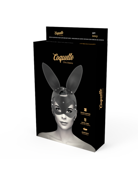 COQUETTE MASCARA CUERO VEGANO CON OREJAS DE CONEJO