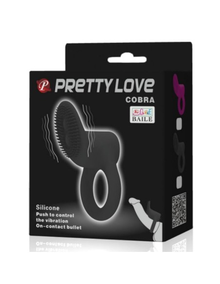 ANILLO VIBRADOR COBRA DE PRETTY LOVE NEGRO
