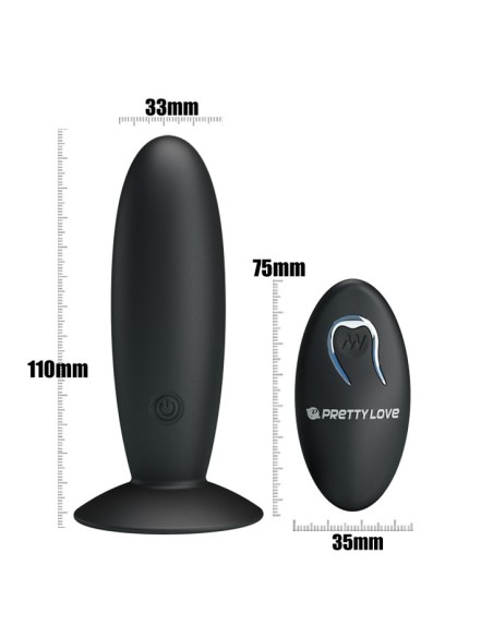 PRETTY LOVE BOTTOM PLUG ANAL RECARGABLE CON VIBRACION Y MANDO