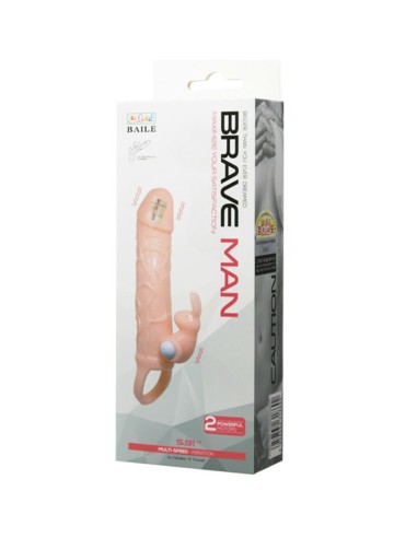 BRAVE MAN FUNDA PENE CON RABBIT VIBRADOR 165 CM NATURAL