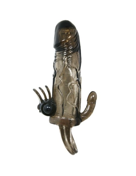 BRAVE MAN FUNDA PENE ANAL Y CLITORIS VIBRADOR 165 CM NEGRO