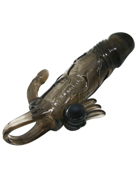 BRAVE MAN FUNDA PENE ANAL Y CLITORIS VIBRADOR 165 CM NEGRO