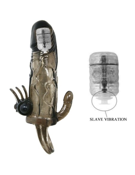 BRAVE MAN FUNDA PENE ANAL Y CLITORIS VIBRADOR 165 CM NEGRO